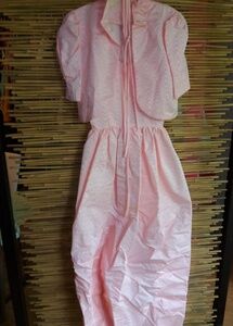 Pink Taffeta 5 Maxi Formal Dress Bolero Set